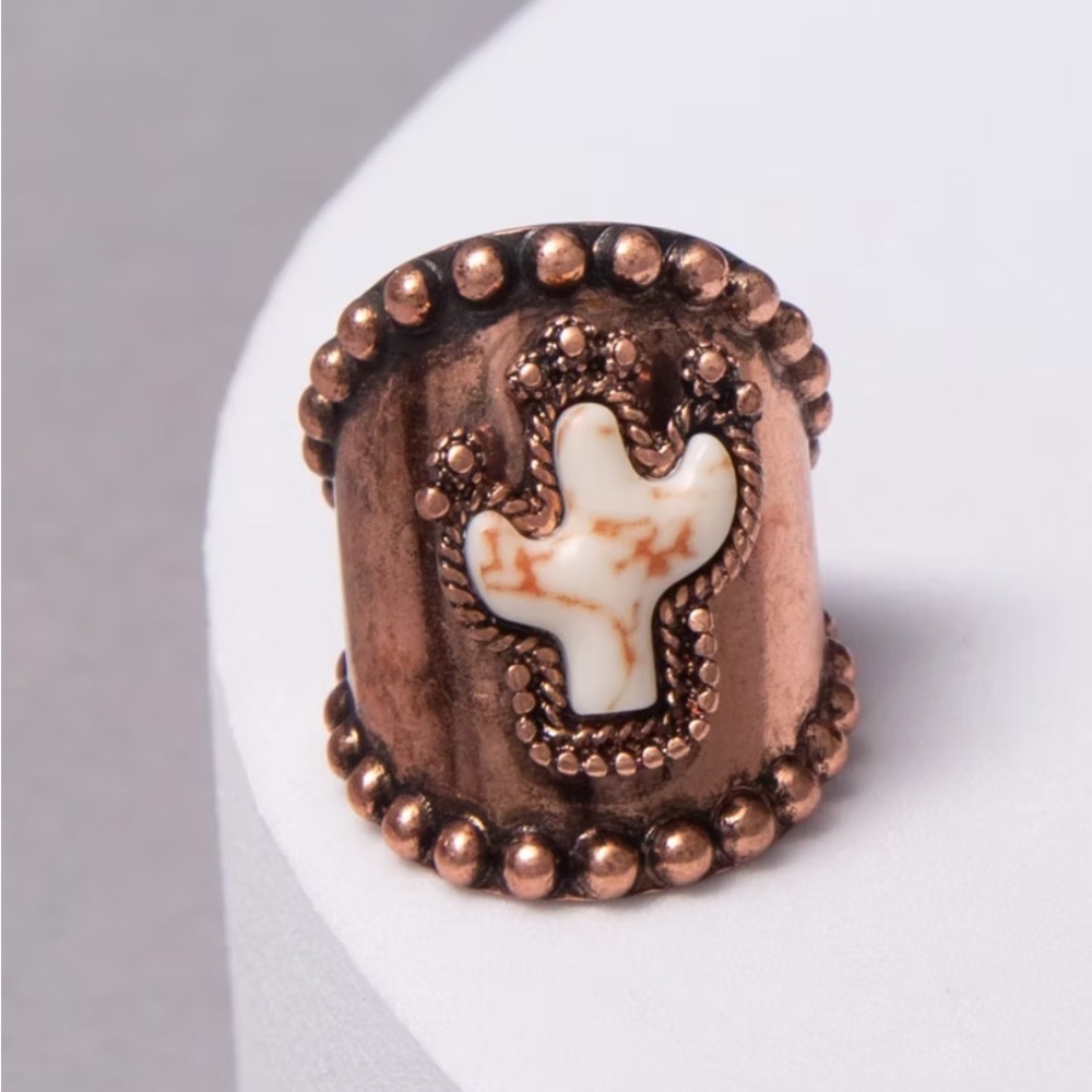 Copper Cactus Statement Ring